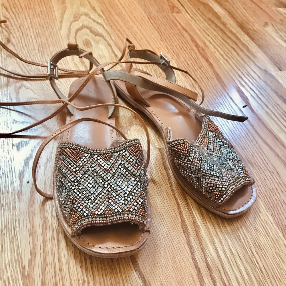 Beautiful leather tie up sandals